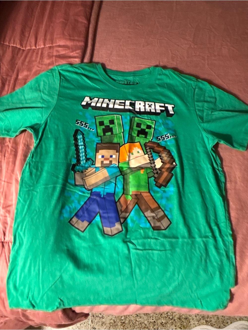 Minecraft Boys' Green Short Sleeve Graphic Tee